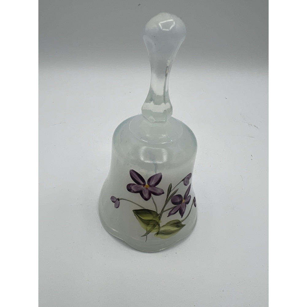 Vintage‎ Fenton Opalescent Hand Painted Floral Glass Bell Signed